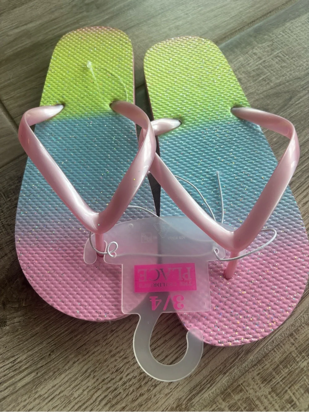 The Children's Place Pink Strap Gradient Blue to Yellow Girls Flip Flops